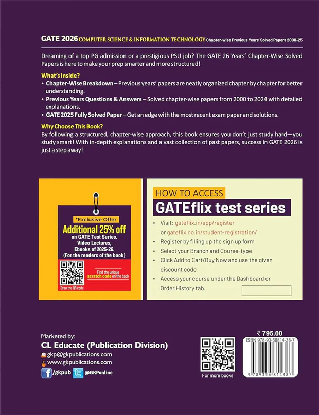 GATE 2026: Computer Science & IT Engineering - Chapter-wise Previous Years Solved Papers (2000-2025) | Answers with Explanations | With GATEflix Test Series - Image 2